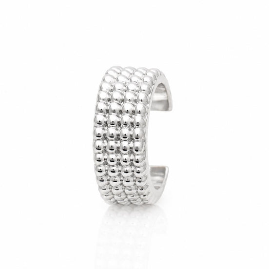 Ear cuff large billes • Argent 925 • Bague d'oreille perlée boules • Bijou pour cartilage hélix
