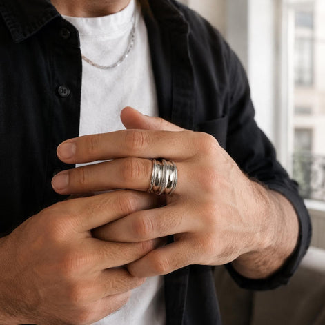 Bague armure Bali • Anneau Large bombé en argent 925 • Motif tressé • Bijou tribal unisexe