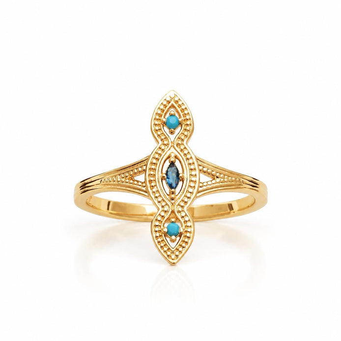 Bague boho couleur rétro pop • Plaqué Or 18K • Anneau mosaïque pierres multi formes colorés • Bijou glamour rétro Art déco multicolore