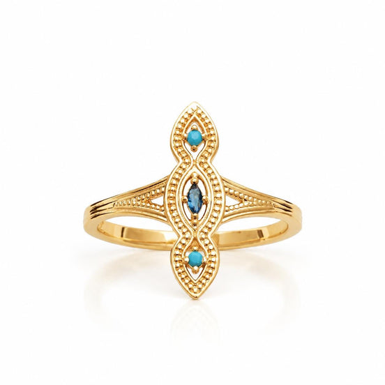 Bague boho couleur rétro pop • Plaqué Or 18K • Anneau mosaïque pierres multi formes colorés • Bijou glamour rétro Art déco multicolore