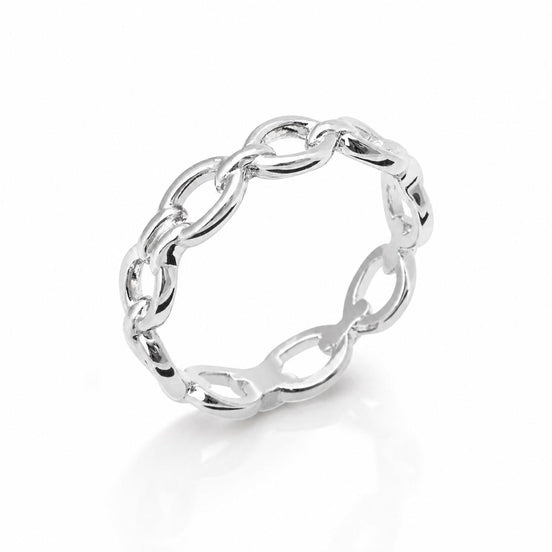 Bague maillons ronds argent 925 • Anneau éternité minimaliste • Design maillons ouverts entrelacés • Bijou minimaliste chic
