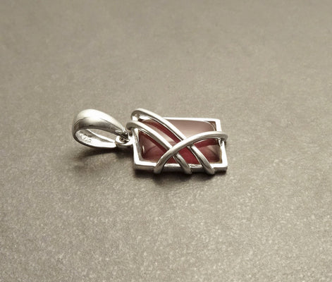 Modern Amethyst Pendant • Sterling Silver • Rectangle Purple Stone Charm • Minimalist Gemstone Jewelry Gift