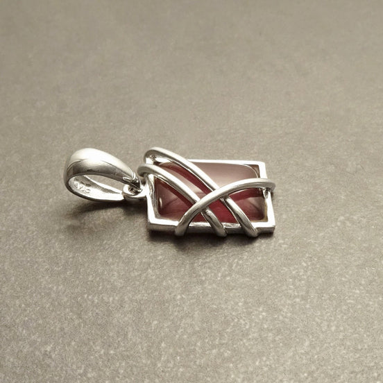 Modern Amethyst Pendant • Sterling Silver • Rectangle Purple Stone Charm • Minimalist Gemstone Jewelry Gift