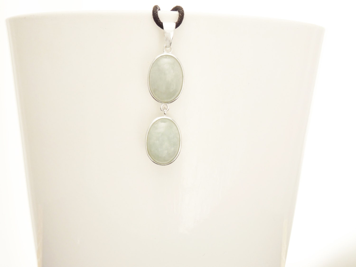NATURAL Jade Earrings,Sterling Silver Healing stone NOT-DYED Light Green Jade Stone Minimalist Pendant Real Jade Gemstone Modern Jewelry