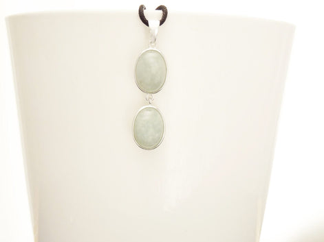 Natural Light Green Jade Pendant, Sterling Silver 925 Minimalist Modern Jewelry