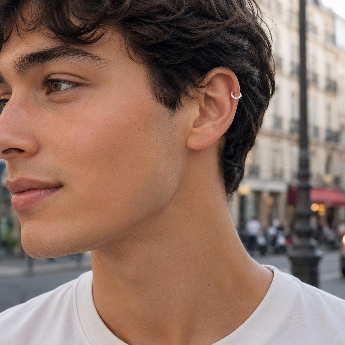Anneau de cartilage • Boucle hélix argent 925 • Bijou haut d'oreille • Créole Huggie épais • Piercing pour tous les jours