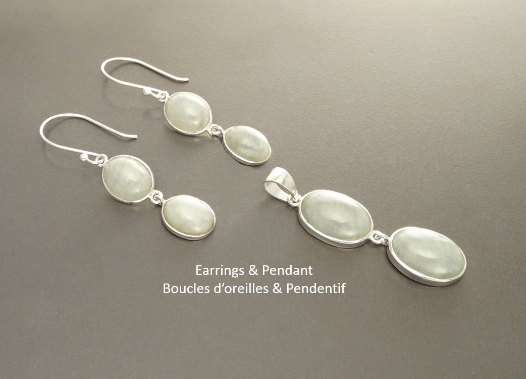 NATURAL Jade Earrings,Sterling Silver Healing stone NOT-DYED Light Green Jade Stone Minimalist Pendant Real Jade Gemstone Modern Jewelry