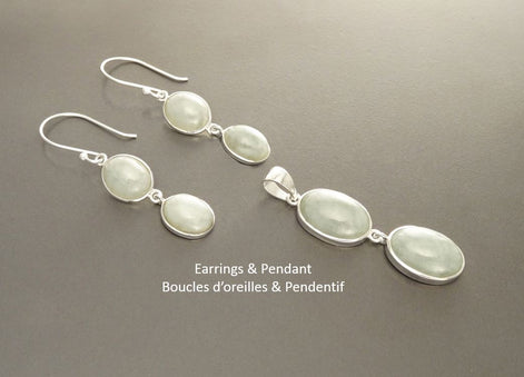 NATURAL Jade Earrings,Sterling Silver Healing stone NOT-DYED Light Green Jade Stone Minimalist Pendant Real Jade Gemstone Modern Jewelry
