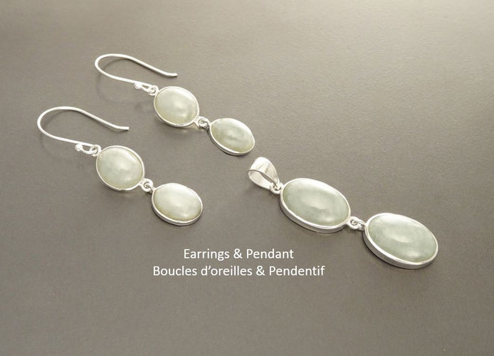 NATURAL Jade Earrings,Sterling Silver Healing stone NOT-DYED Light Green Jade Stone Minimalist Pendant Real Jade Gemstone Modern Jewelry
