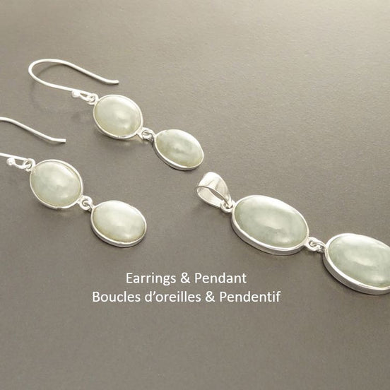 NATURAL Jade Earrings,Sterling Silver Healing stone NOT-DYED Light Green Jade Stone Minimalist Pendant Real Jade Gemstone Modern Jewelry