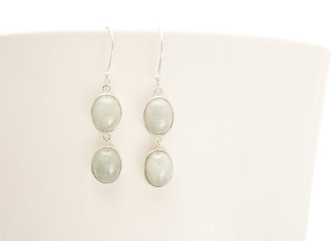 NATURAL Jade Earrings,Sterling Silver Healing stone NOT-DYED Light Green Jade Stone Minimalist Pendant Real Jade Gemstone Modern Jewelry