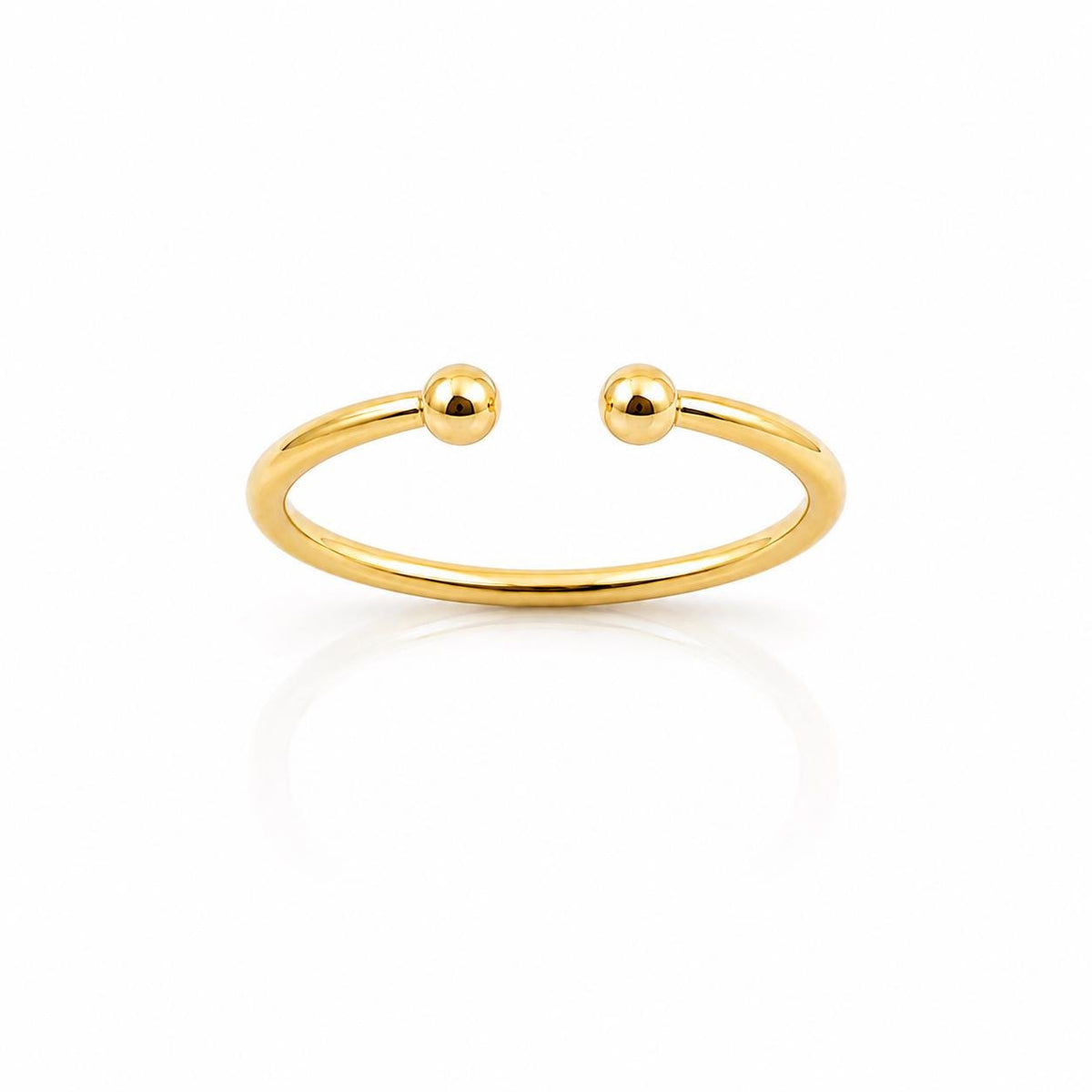 Bague double boule ouverte • Plaqué Or 18K • Anneau à deux boules • Bijou minimaliste pour tous les jours • Cadeau design chic