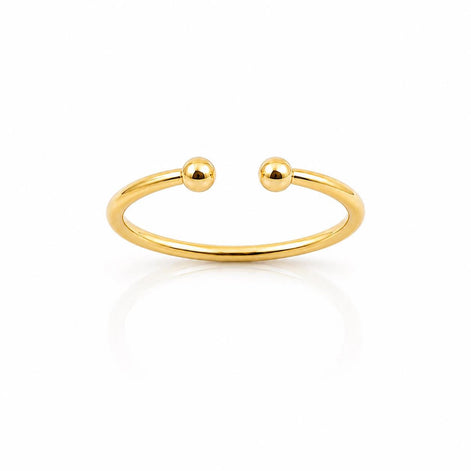Bague double boule ouverte • Plaqué Or 18K • Anneau à deux boules • Bijou minimaliste pour tous les jours • Cadeau design chic