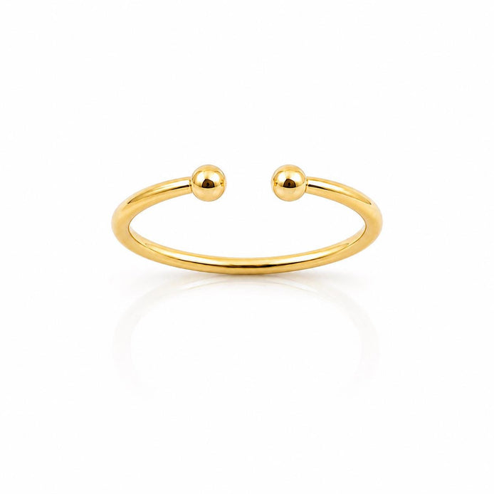 Bague double boule ouverte • Plaqué Or 18K • Anneau à deux boules • Bijou minimaliste pour tous les jours • Cadeau design chic