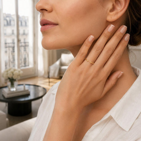 Bague double boule ouverte • Plaqué Or 18K • Anneau à deux boules • Bijou minimaliste pour tous les jours • Cadeau design chic