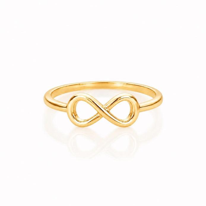 Bague Infini • Plaqué Or 18K • Anneau ouvert forme de huit • Bijou symbole de amour & amitié
