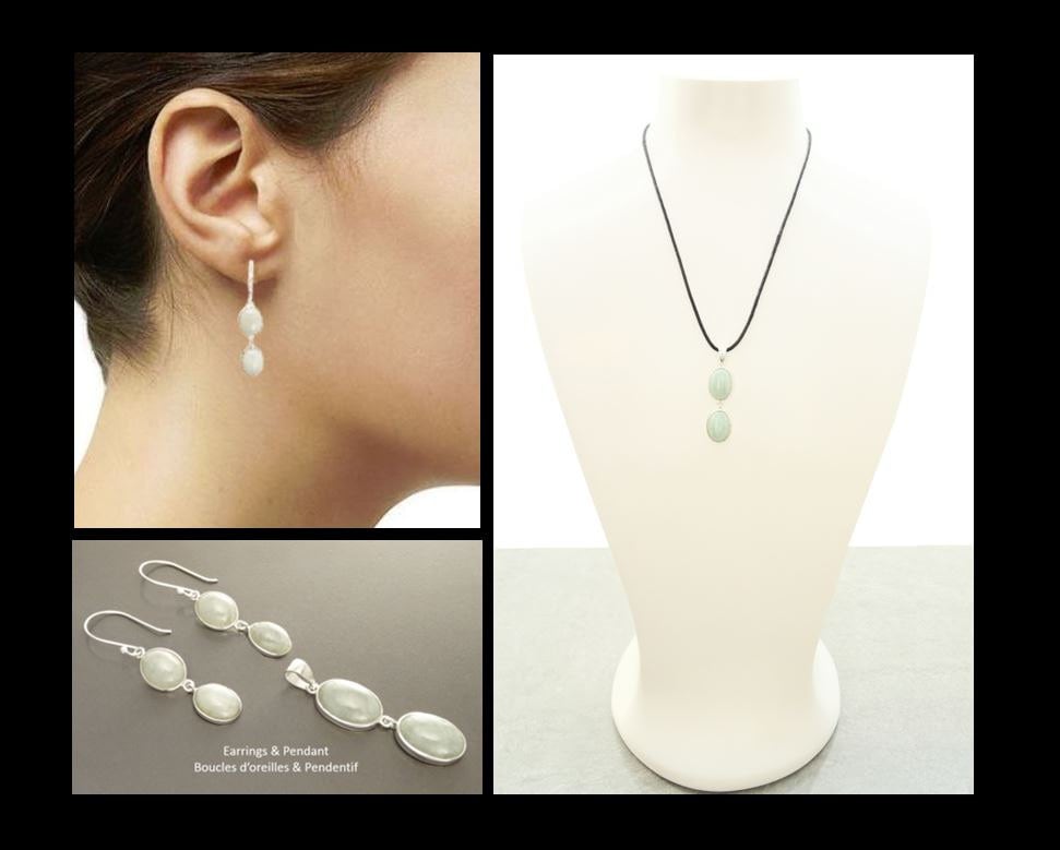 NATURAL Jade Earrings,Sterling Silver Healing stone NOT-DYED Light Green Jade Stone Minimalist Pendant Real Jade Gemstone Modern Jewelry