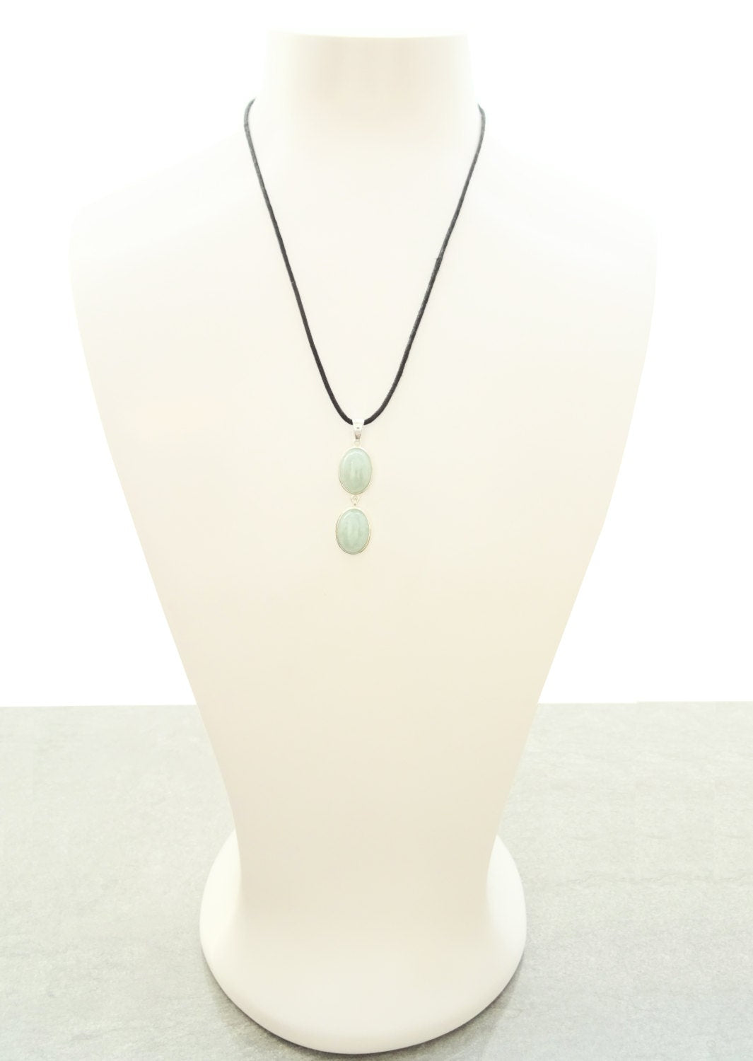 Natural Light Green Jade Pendant, Sterling Silver 925 Minimalist Modern Jewelry