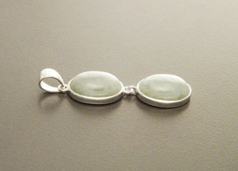 Natural Light Green Jade Pendant, Sterling Silver 925 Minimalist Modern Jewelry