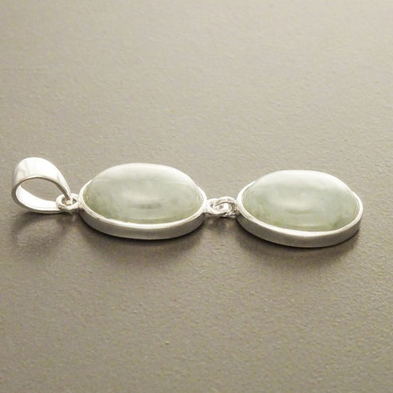 Natural Light Green Jade Pendant, Sterling Silver 925 Minimalist Modern Jewelry