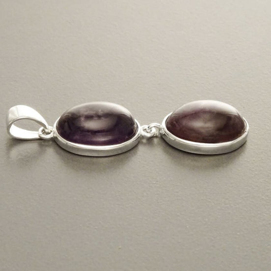 Amethyst Sterling Silver Pendant, Modern Minimalist Gemstone Jewelry, Dark Natural Amethyst Oval