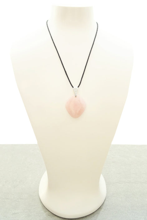 Genuine Oval Quartz PENDANT, Sterling Silver and Natural Rose Quartz Pendant, Veined Pink Stone, Gemstone Birthstone, Stunning Quartz.