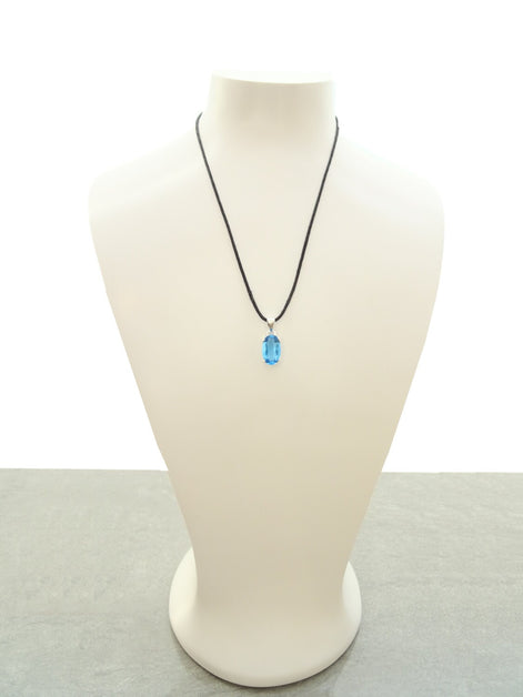 Blue Stone Necklace, sterling silver, classic oval shape topaz color Cz stone necklace, Classic Minimalist Stones jewelry, Blue Oval Pendant