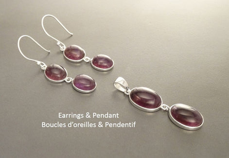 Amethyst Earrings • Solid Sterling Silver 925 • Long Drop Earrings • February Birthstone • Modern Lithotherapy Jewelry