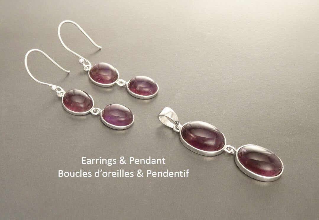 Amethyst Sterling Silver Pendant, Modern Minimalist Gemstone Jewelry, Dark Natural Amethyst Oval