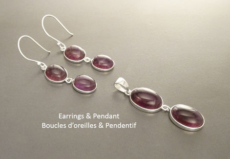 Amethyst Sterling Silver Pendant, Modern Minimalist Gemstone Jewelry, Dark Natural Amethyst Oval