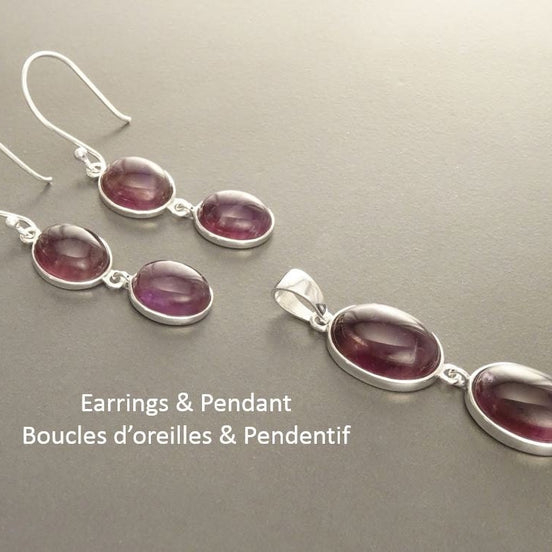 Amethyst Earrings, Sterling Silver, Purple Amethyst Stone, Violet Natural Amethyst Pendant, Modern Dangle Drop Stones Earrings, Hooks