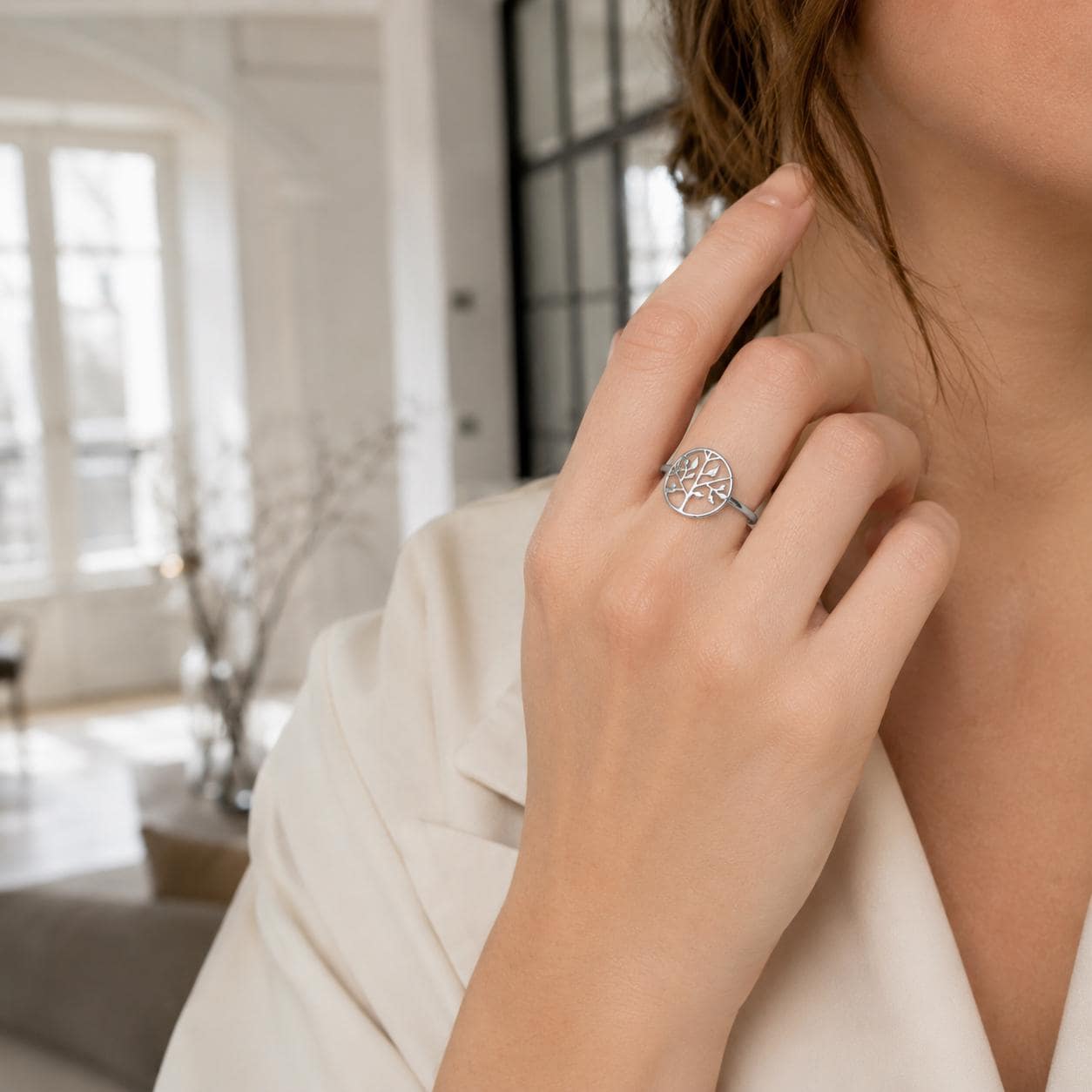 Bague Arbre de vie • Argent 925 • Anneau femme médaillon symbole familial • Bijou spirituel