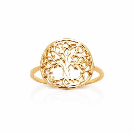 Bague Arbre de vie • Plaqué Or 18K • Anneau femme symbole familial • Bijou spirituel vintage
