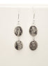 Black Quartz Earrings, Sterling Silver, Genuine Gray Black and White Rutilated Quartz Stone Jewelry, Modern Oval Stones, Drop Gemstone gift
