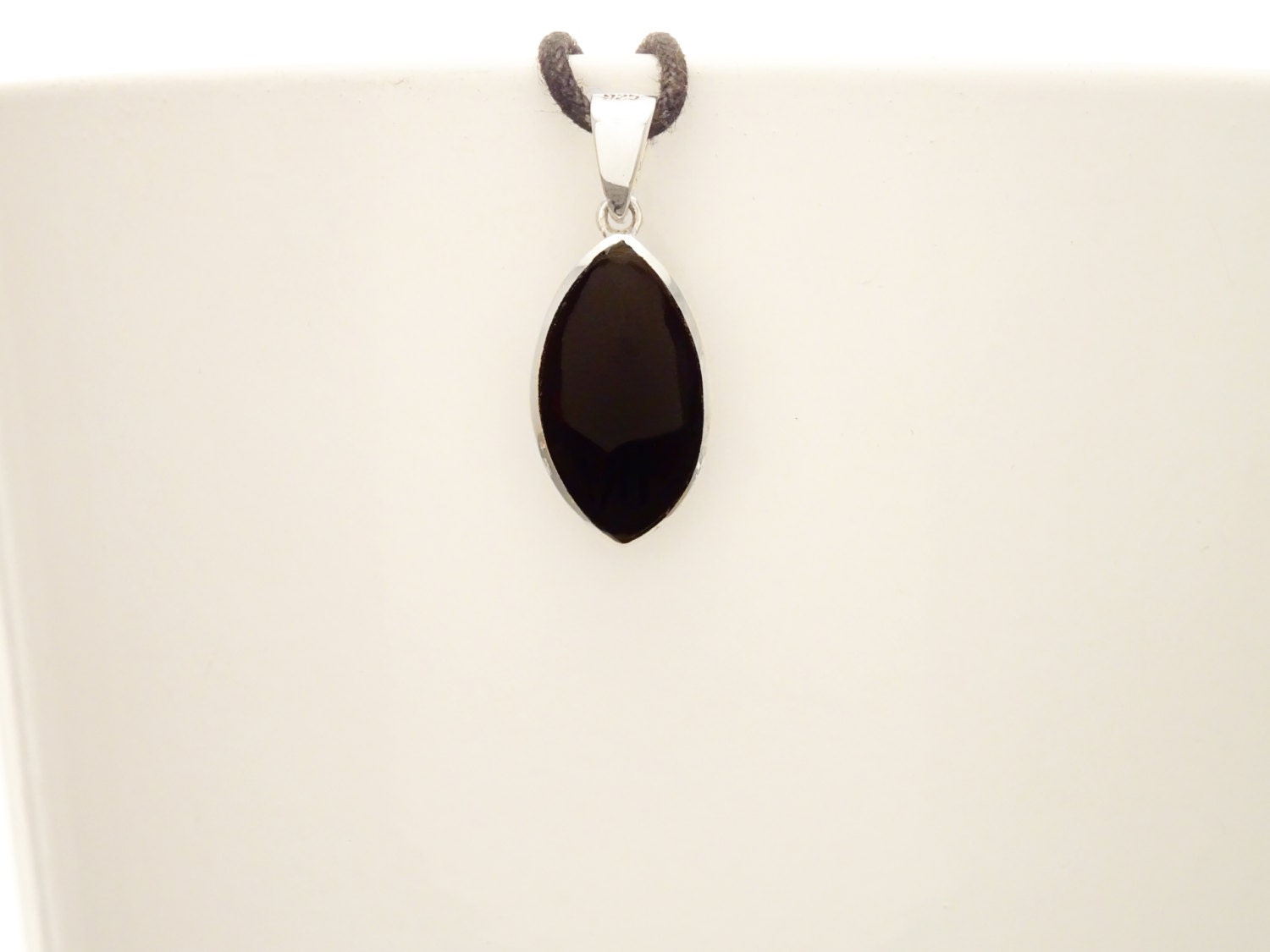 Black Oval earrings Set, Sterling Silver, Almond Shape Onyx Stone, Dangle Post Earrings, Modern Minimalist pointed style Design Jewelry
