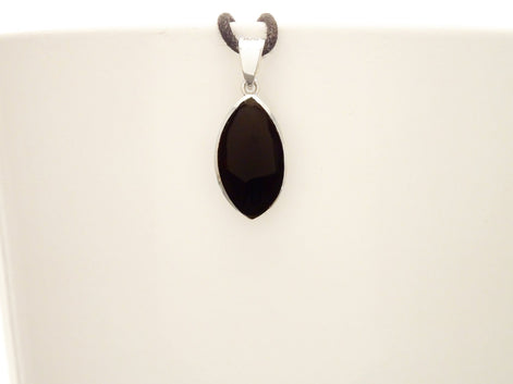 Black Dangle Earrings - Sterling Silver, Oval Almond Shape Onyx Stone, Bright Black Stones Drop Earrings, Modern Geometric Jewelry