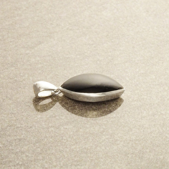 Black Oval Pendant - 925 Sterling Silver Pendant, Almond Shape, Black Onyx Pendant, Minimalist Pendant, Gemstone Modern Pendant, Black Stone