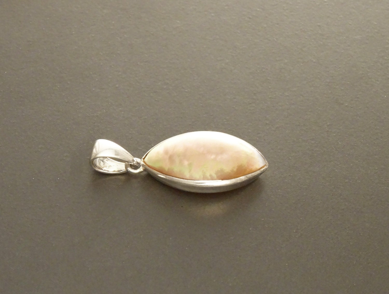 GENUINE Brown Paua Shell Pendant, Sterling Silver, Diamond Shape, Pearl Iridescent Rainbow Highlights, Geometric Modern Minimalist Pendant