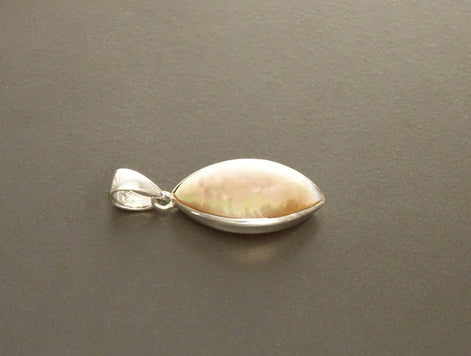 GENUINE Brown Paua Shell Pendant, Sterling Silver, Diamond Shape, Pearl Iridescent Rainbow Highlights, Geometric Modern Minimalist Pendant