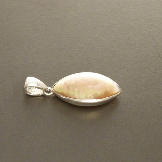 GENUINE Brown Paua Shell Pendant, Sterling Silver, Diamond Shape, Pearl Iridescent Rainbow Highlights, Geometric Modern Minimalist Pendant