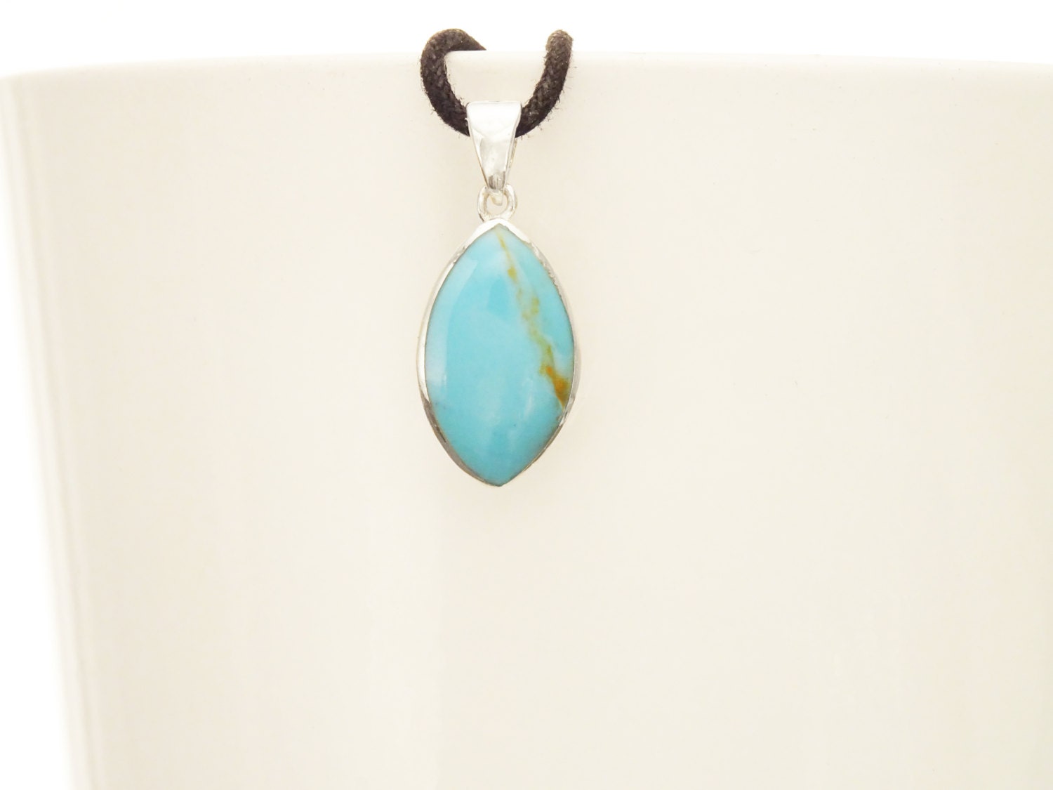 Turquoise Oval Earrings, Sterling Silver, Blue turquoise stone necklace, Almond Shape Pendant Set, dainty turquoise jewelry, studs earrings