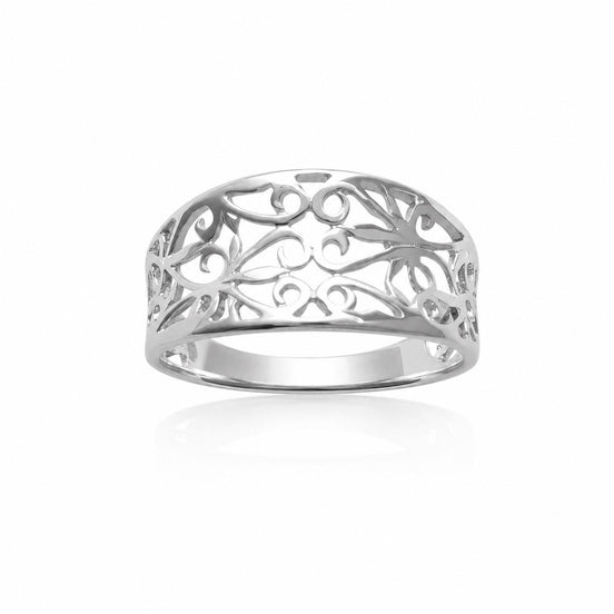 Anneau filigrane large • Argent 925 • Bague ajouré motifs arabesques • Style bohème gothique vintage