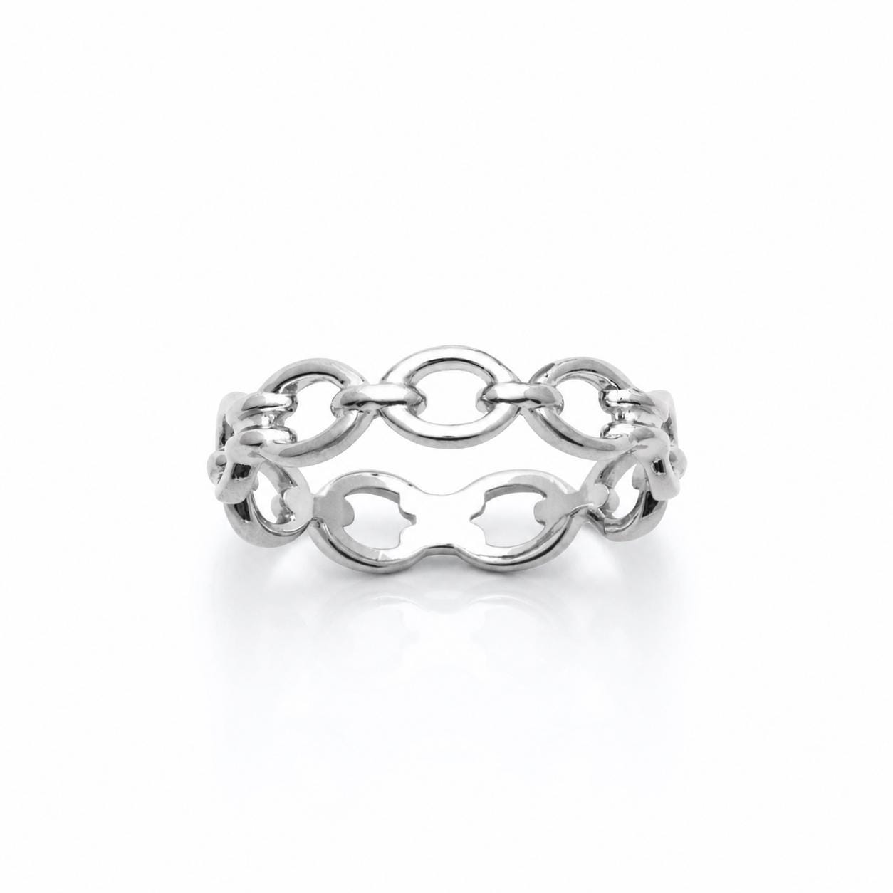 Bague maillons ronds argent 925 • Anneau éternité minimaliste • Design maillons ouverts entrelacés • Bijou minimaliste chic