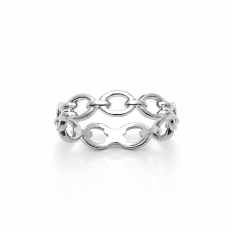 Bague maillons ronds argent 925 • Anneau éternité minimaliste • Design maillons ouverts entrelacés • Bijou minimaliste chic