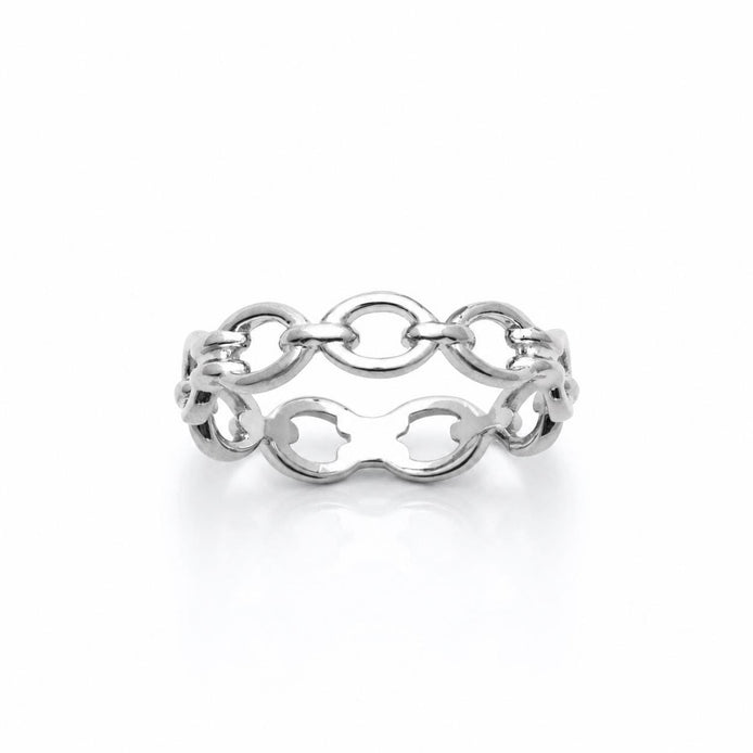 Bague maillons ronds argent 925 • Anneau éternité minimaliste • Design maillons ouverts entrelacés • Bijou minimaliste chic