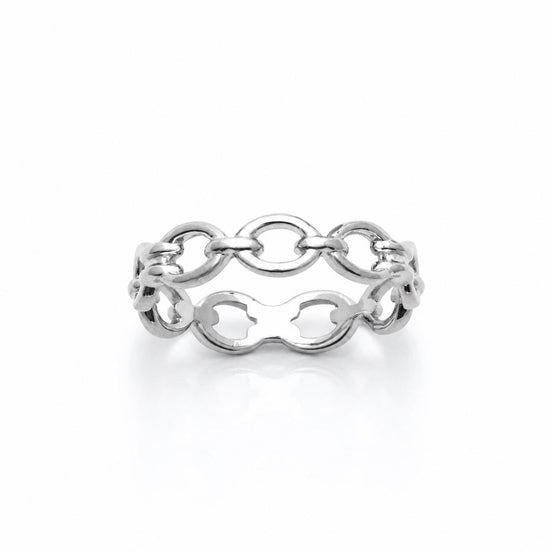 Bague maillons ronds argent 925 • Anneau éternité minimaliste • Design maillons ouverts entrelacés • Bijou minimaliste chic