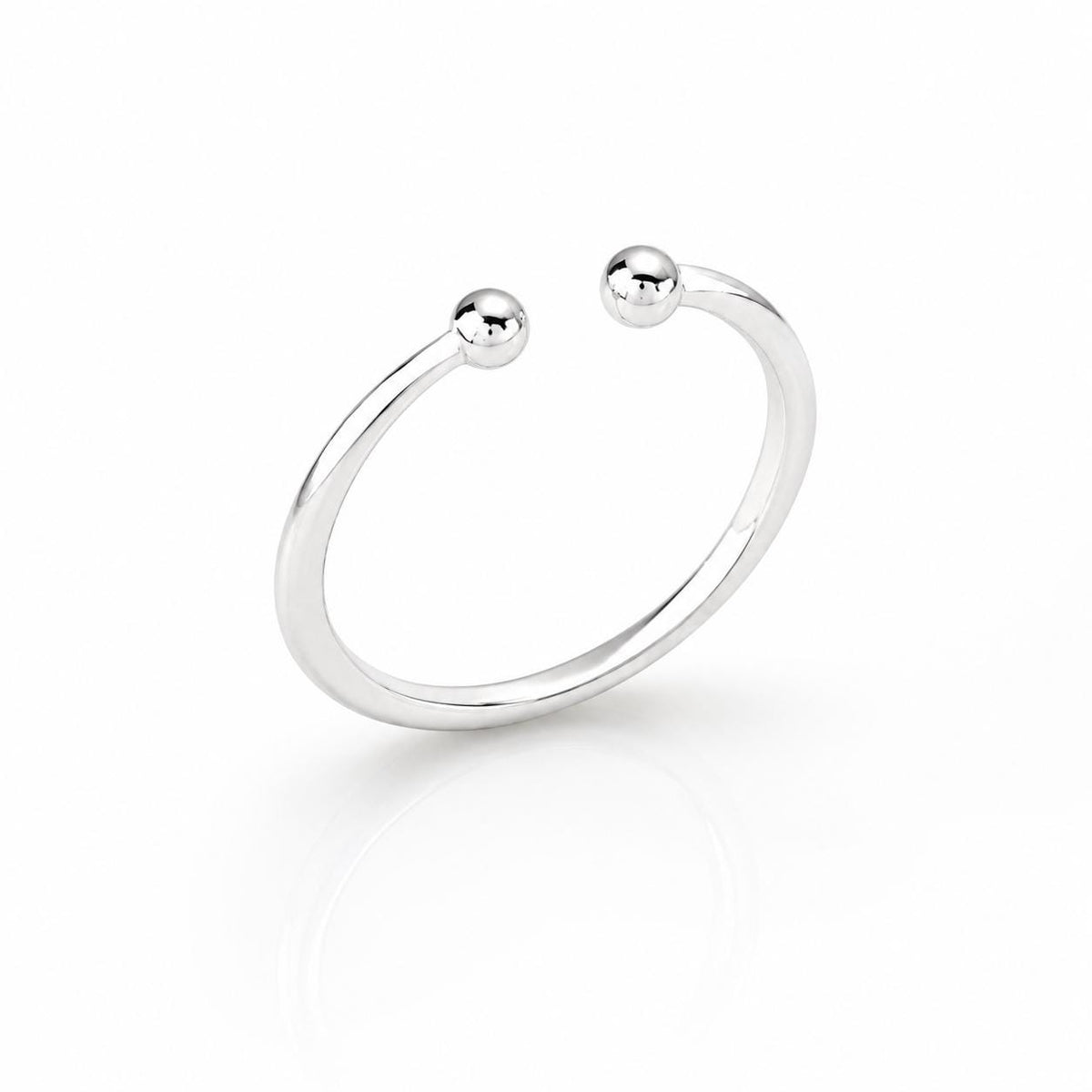 Bague double boule ouverte • Argent 925 • Anneau à deux boules • Bijou minimaliste pour tous les jours • Cadeau design chic