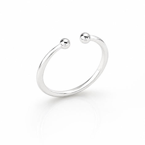 Bague double boule ouverte • Argent 925 • Anneau à deux boules • Bijou minimaliste pour tous les jours • Cadeau design chic