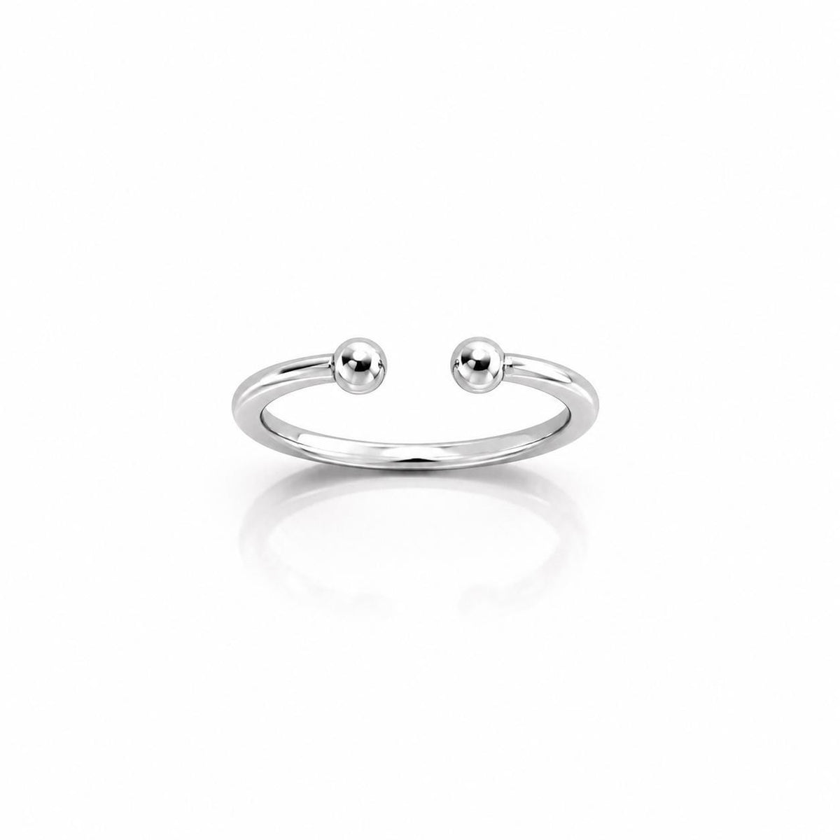 Bague double boule ouverte • Argent 925 • Anneau à deux boules • Bijou minimaliste pour tous les jours • Cadeau design chic