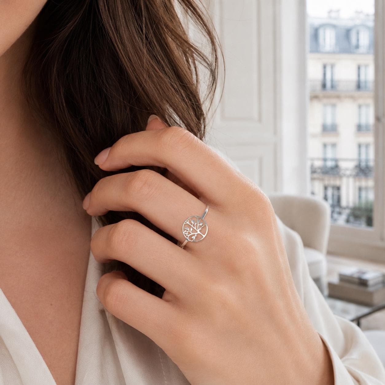 Bague Arbre de vie • Argent 925 • Anneau femme médaillon symbole familial • Bijou spirituel